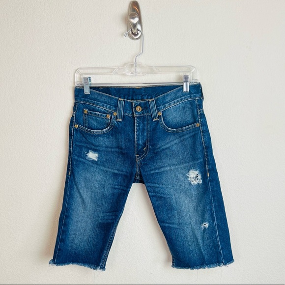 Levi's Pants - Levi’s 511 Skinny Distressed Long Bermuda Jean Denim Shorts